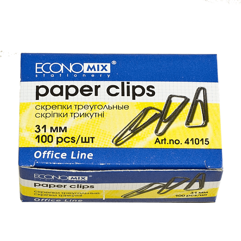 Скріпки ECONOMIX (E41015) 31 мм, трикутні, нікельовані, 100 шт.